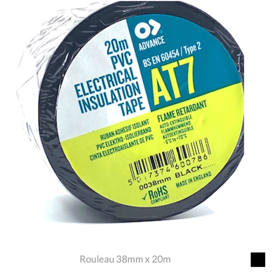Advance Ruban isolant AT-7 Rouleau 38mm x 20m, noir