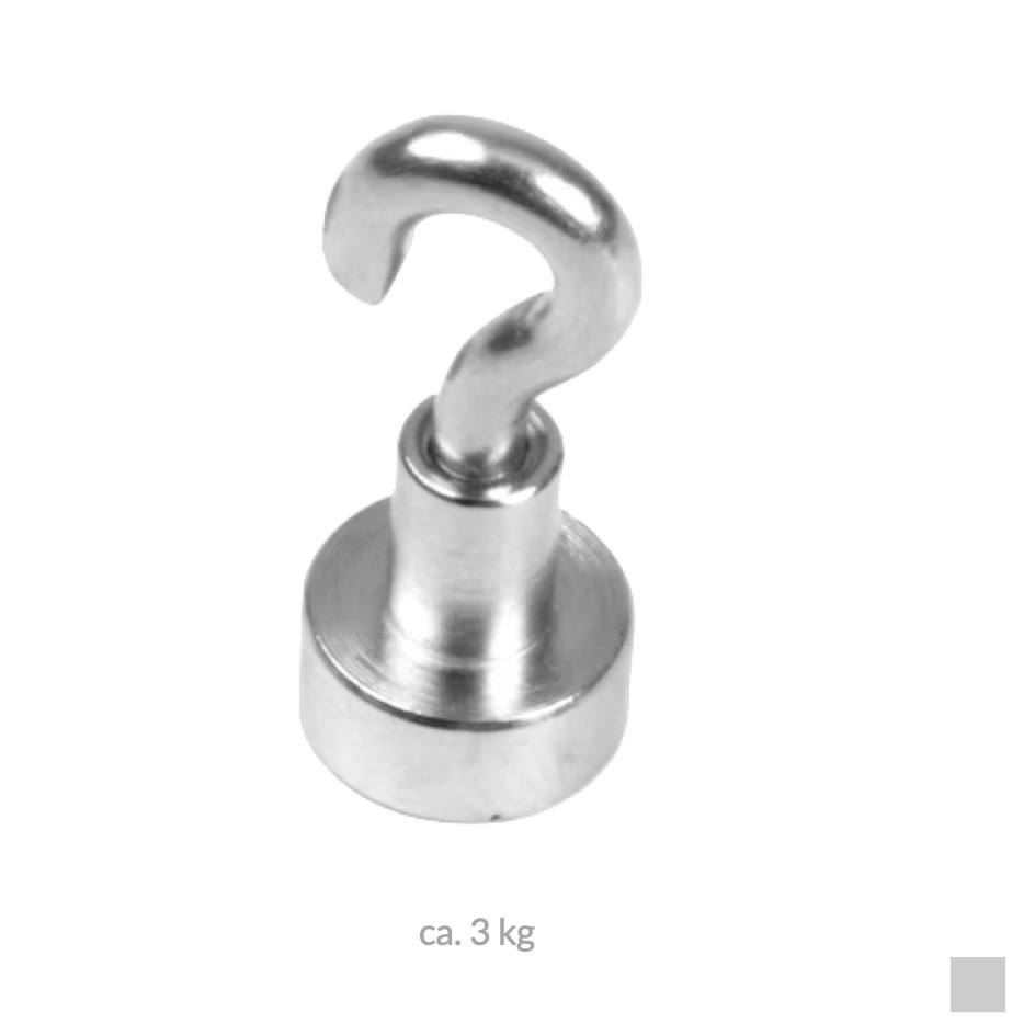 HOOK MAGNET Neodymium Ø10mm, ca. 3kg, silver