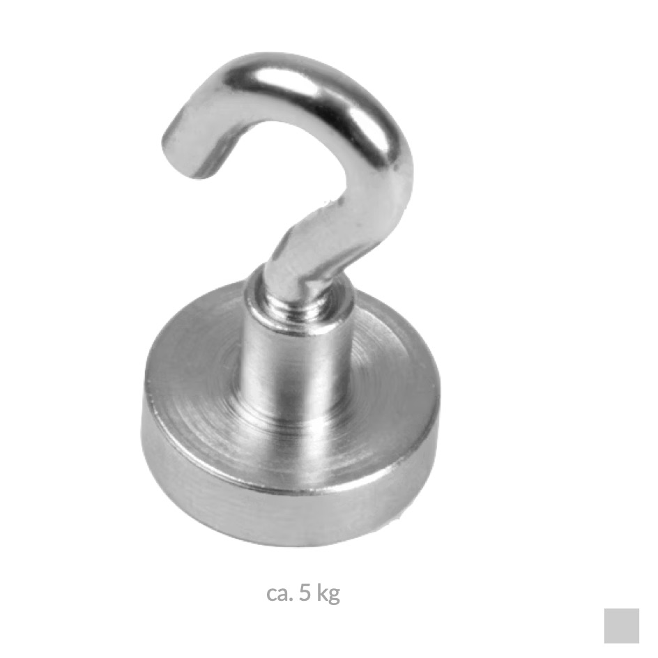 HOOK MAGNET Neodymium Ø13mm, ca. 5kg, silver