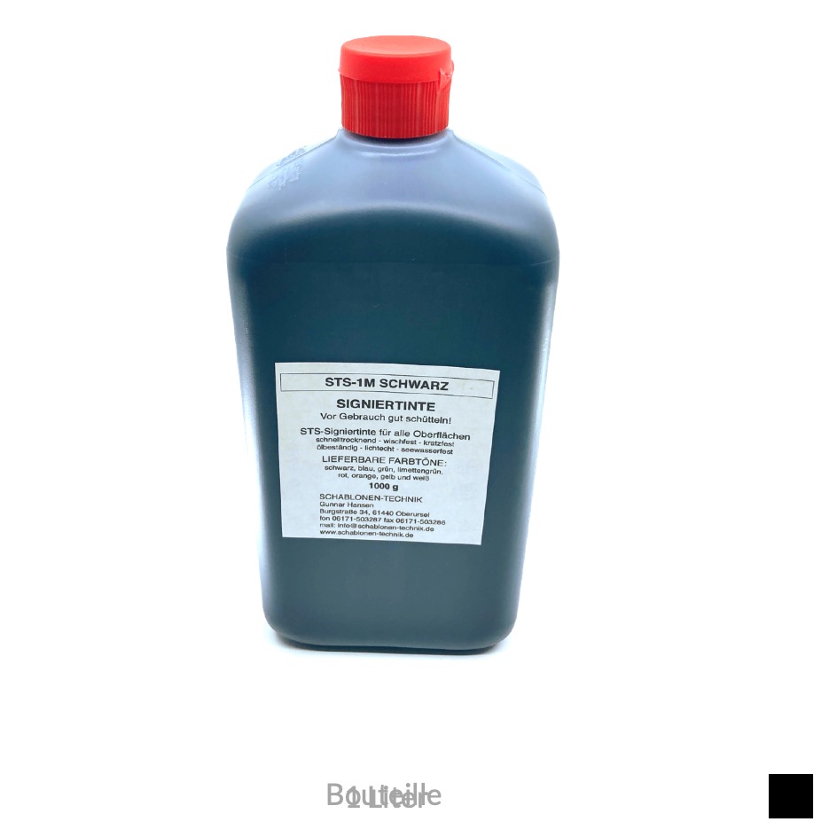 STS ENCRE DE SIGNATURE | 1 litre Bouteille, noir