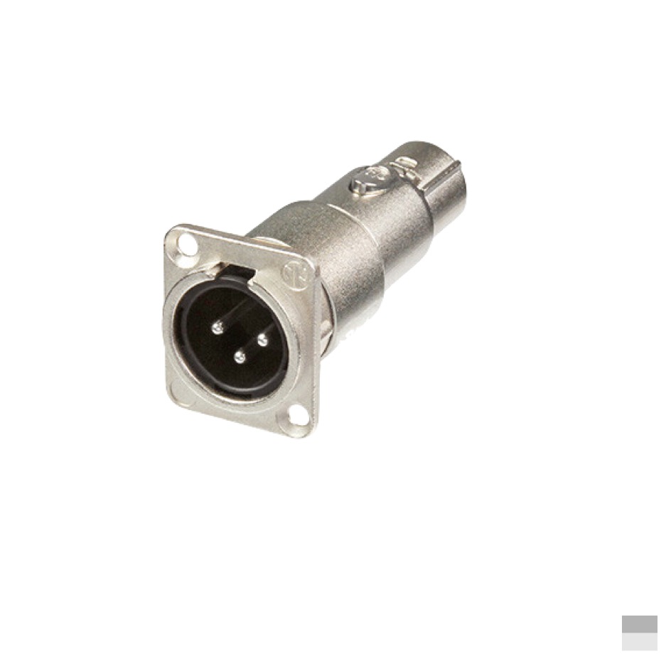 Neutrik NA3MDF Adapter D-Size XLR3 Male “ XLR3 Line Female, nickel, silver plated