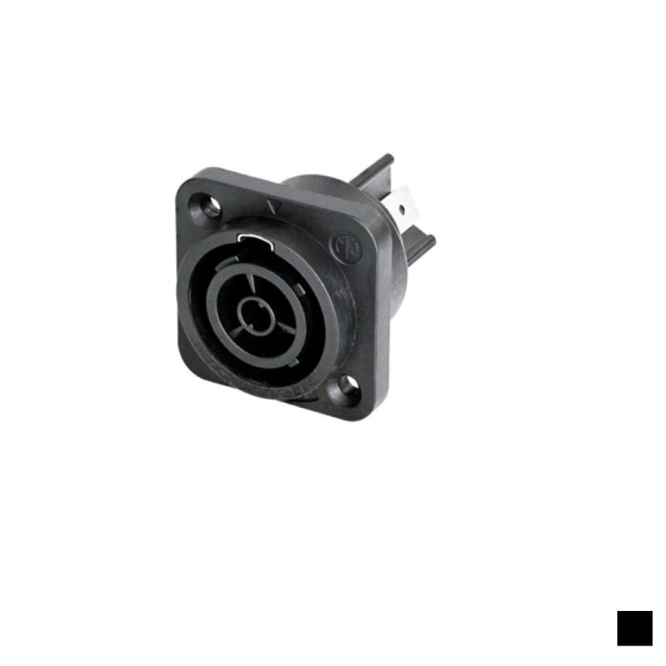 Neutrik powerCON TRUE1 TOP Chassis Female NAC3FPX-TOP, Faston 6.3x0.8 3G2.5, black