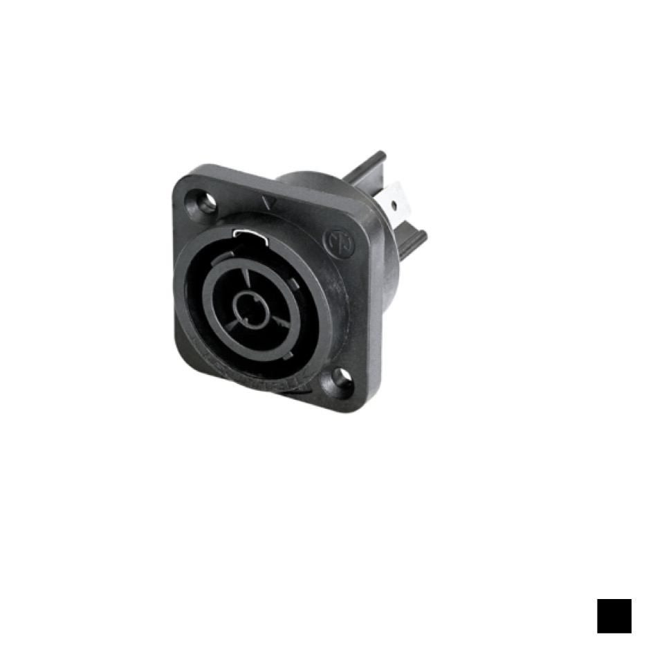 Neutrik powerCON TRUE1 TOP Prise de chassis NAC3FPX-TOP, Faston 6.3x0.8 3G2.5, noir