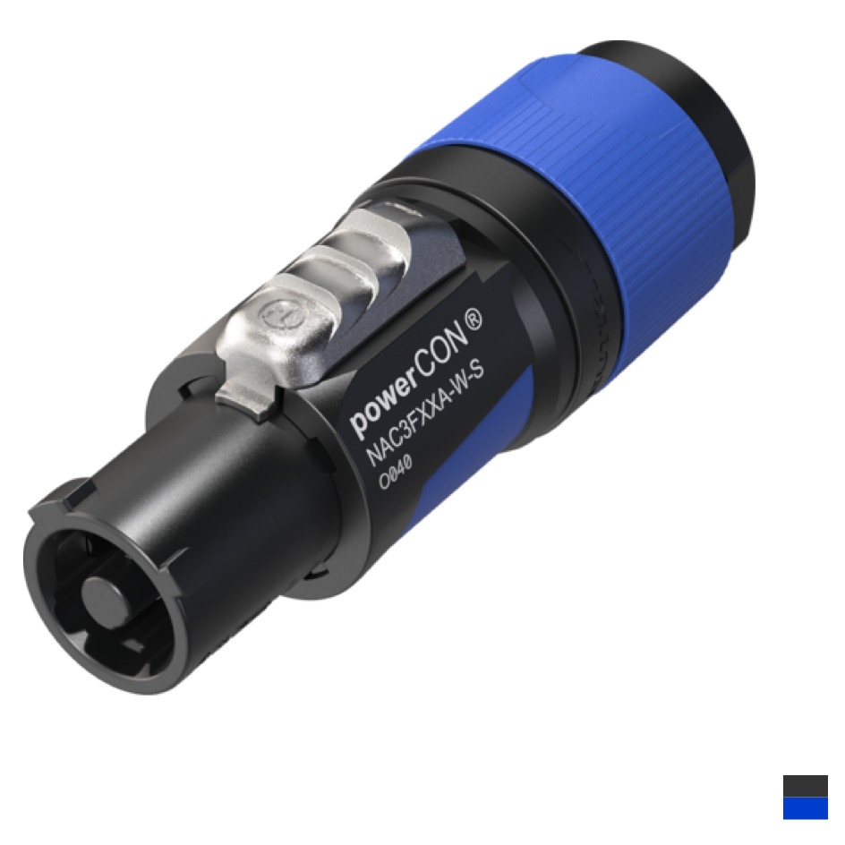Neutrik powerCON Line female, Power-IN NAC3FXXA-W-S, Screw contact, H05VV-F 3x1.5, blackblue