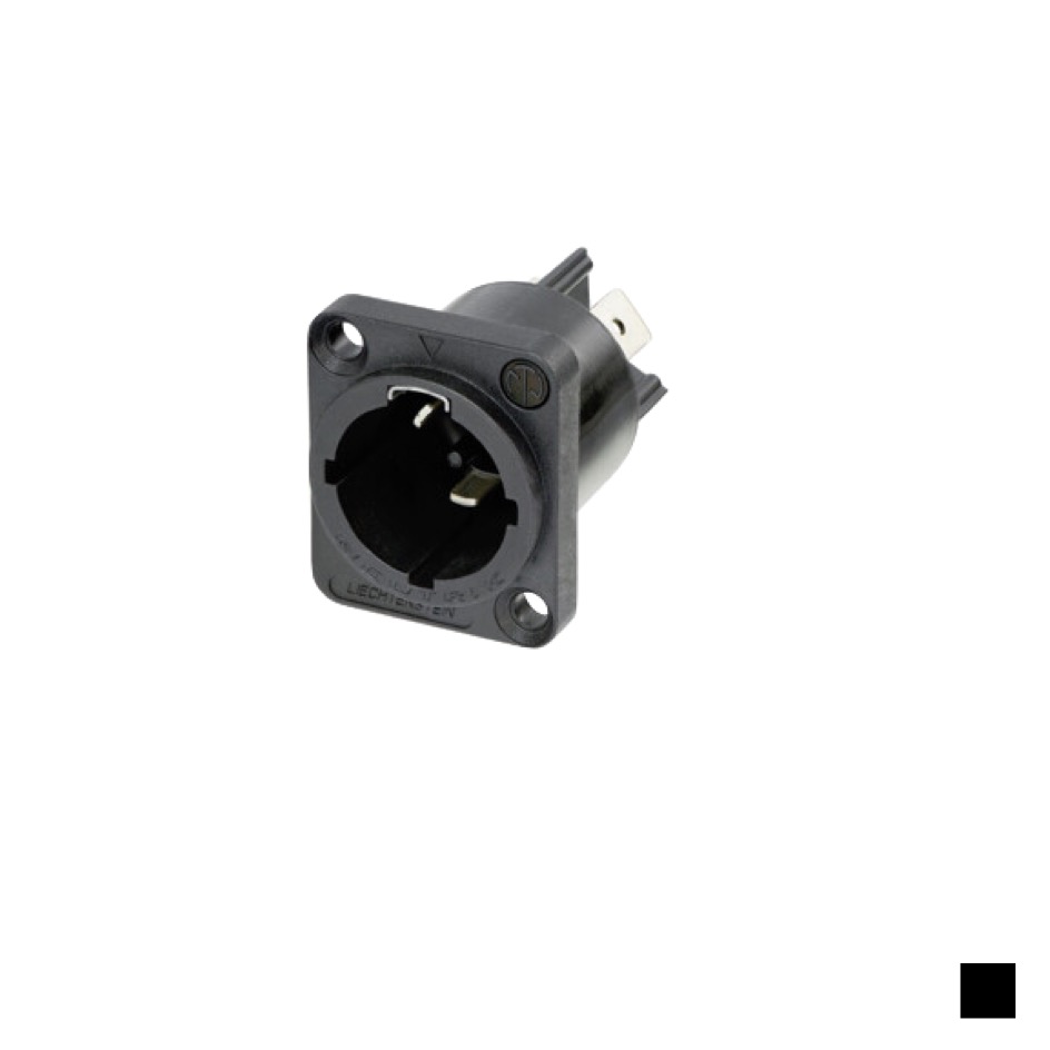Neutrik powerCON TRUE1 TOP Fiche de chassis NAC3MPX-TOP, Faston 6.3x0.8 3G2.5, noir