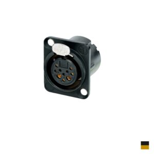 Neutrik XLR8+2 Prise de chassis femâle NC10FD-LX-B , Contact à souder, chromenoir, doré