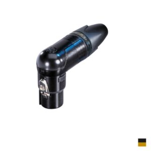Neutrik XLR8+2 Prise de câble femâle 90° NC10FRX-14-B, Contact à souder, chromenoir, doré