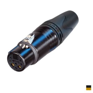 Neutrik XLR8+2 Line Female NC10MXX-14-B, Soldering contact, chromeblack, gold plated
