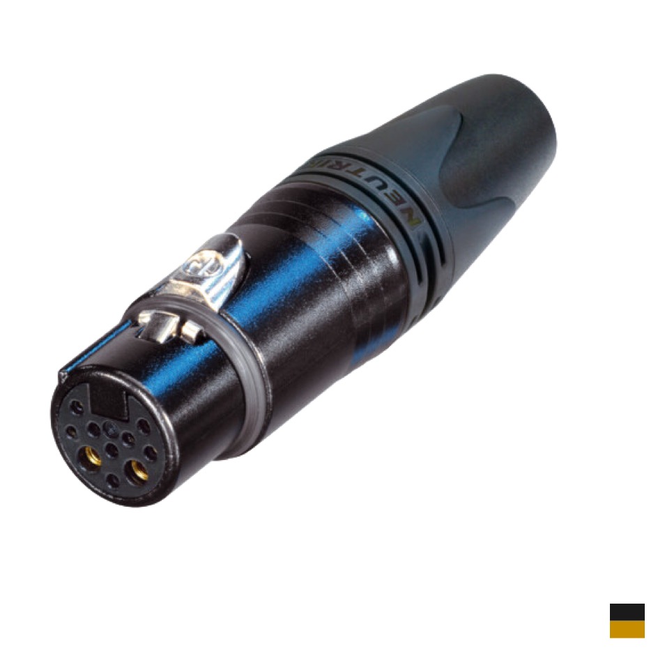 Neutrik XLR8+2 Line Female NC10MXX-14-B, Soldering contact, chromeblack, gold plated