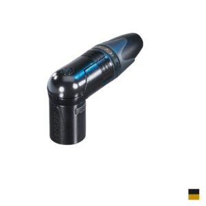 Neutrik XLR8+2 Fiche de câble mâle 90° NC10MRX-14-B, Contact à souder, chromenoir, doré