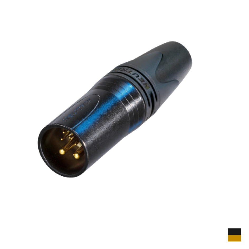 Neutrik XLR8+2 Fiche de câble mâle NC10MXX-14-B, Contact à souder, chromenoir, doré