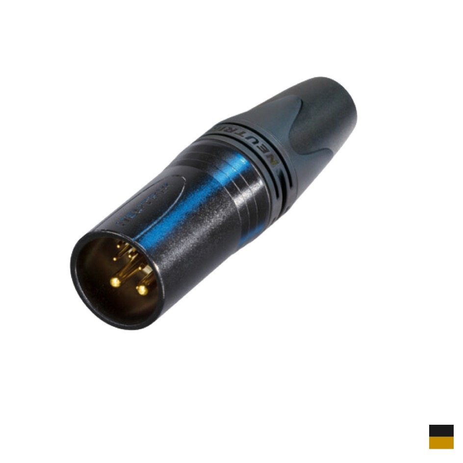 Neutrik XLR8+2 Line Male NC10MXX-14-B, Soldering contact, chromeblack, gold plated