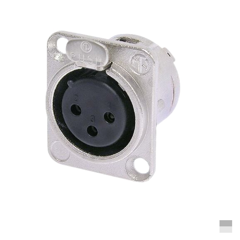 Neutrik XLR3 Prise de chassis femâle NC3FD-L-1, Contact à souder, nickel, argenté