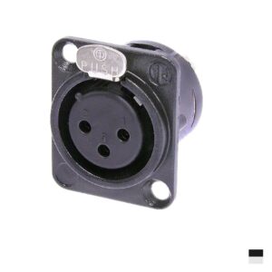 Neutrik XLR3 Prise de chassis femâle NC3FD-L-BAG-1, Contact à souder, chromenoir, argenté