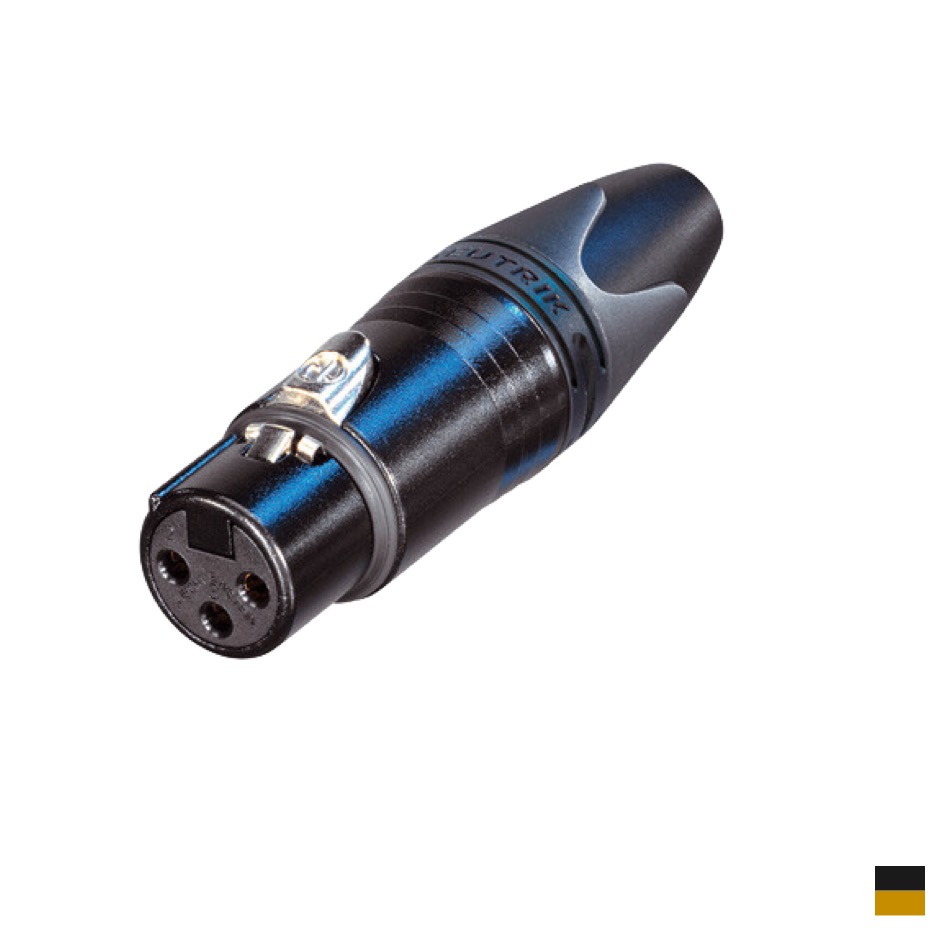 Neutrik XLR3 Line Female NC3FXX-B, Soldering contact, chromeblack, gold plated