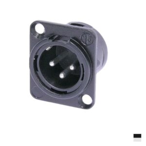 Neutrik XLR3 Prise de chassis mâle NC3MD-L-BAG-1, Contact à souder, chromenoir, argenté