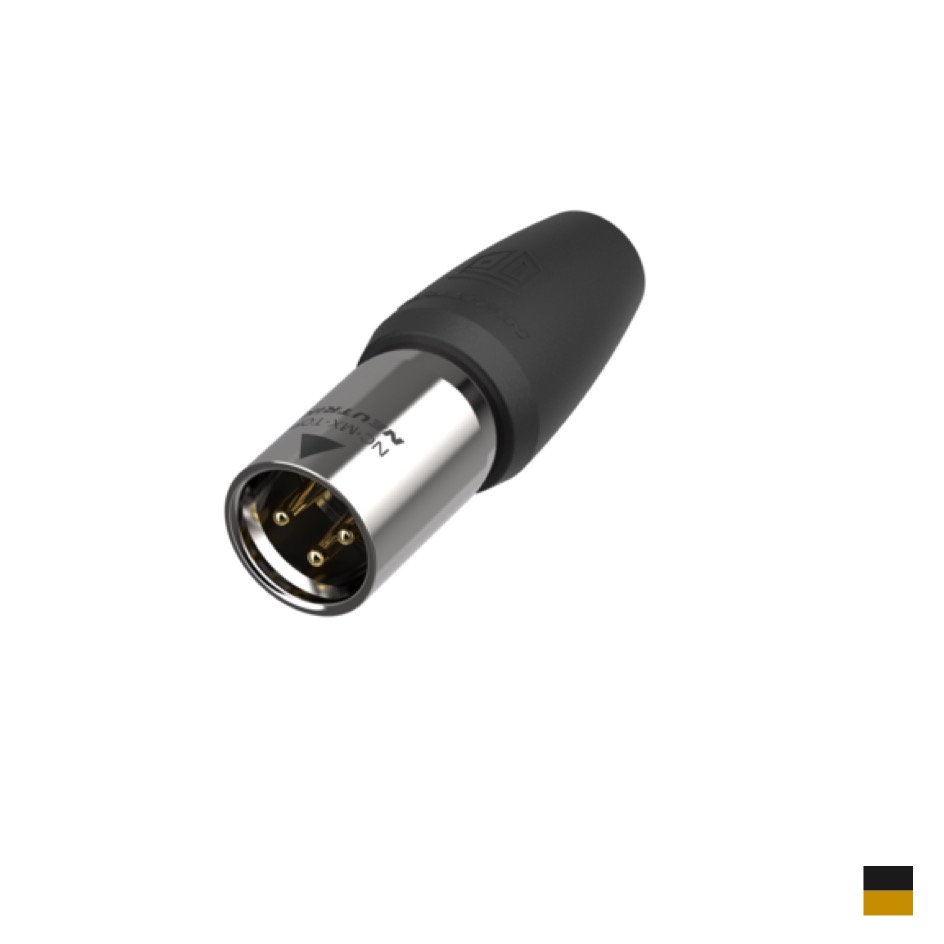 Neutrik NC3MX1-TOP XLR3 Fiche de câble, Contact à souder 3x1.5mm2, nickel-noir, doré