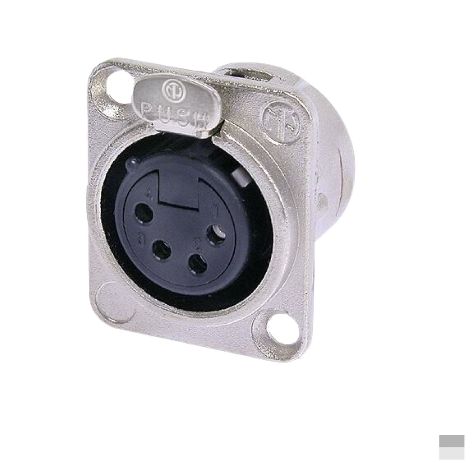 Neutrik XLR4 Chassis Female NC4FD-L-1, Soldering contact, nickel, silver plated