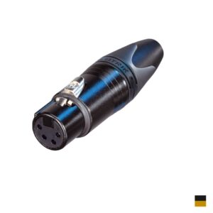 Neutrik XLR4 Prise de câble femâle NC4FXX-B, Contact à souder, chromenoir, doré