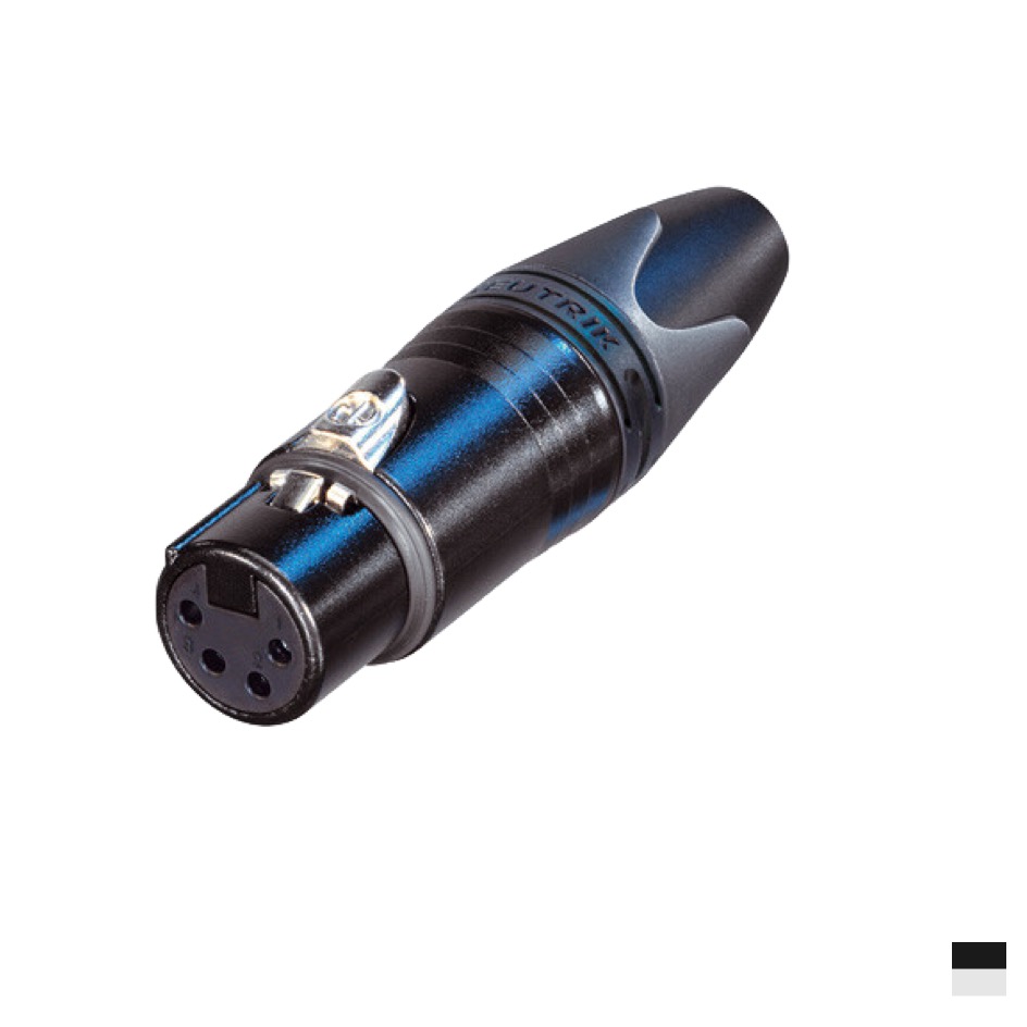 Neutrik XLR4 Line Female NC4FXX-BAG, Soldering contact, chromeblack, silver plated