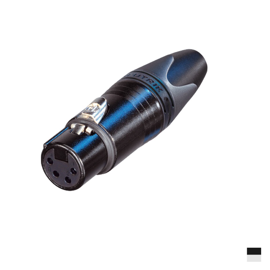 Neutrik XLR4 Prise de câble femâle NC4FXX-BAG, Contact à souder, chromenoir, argenté