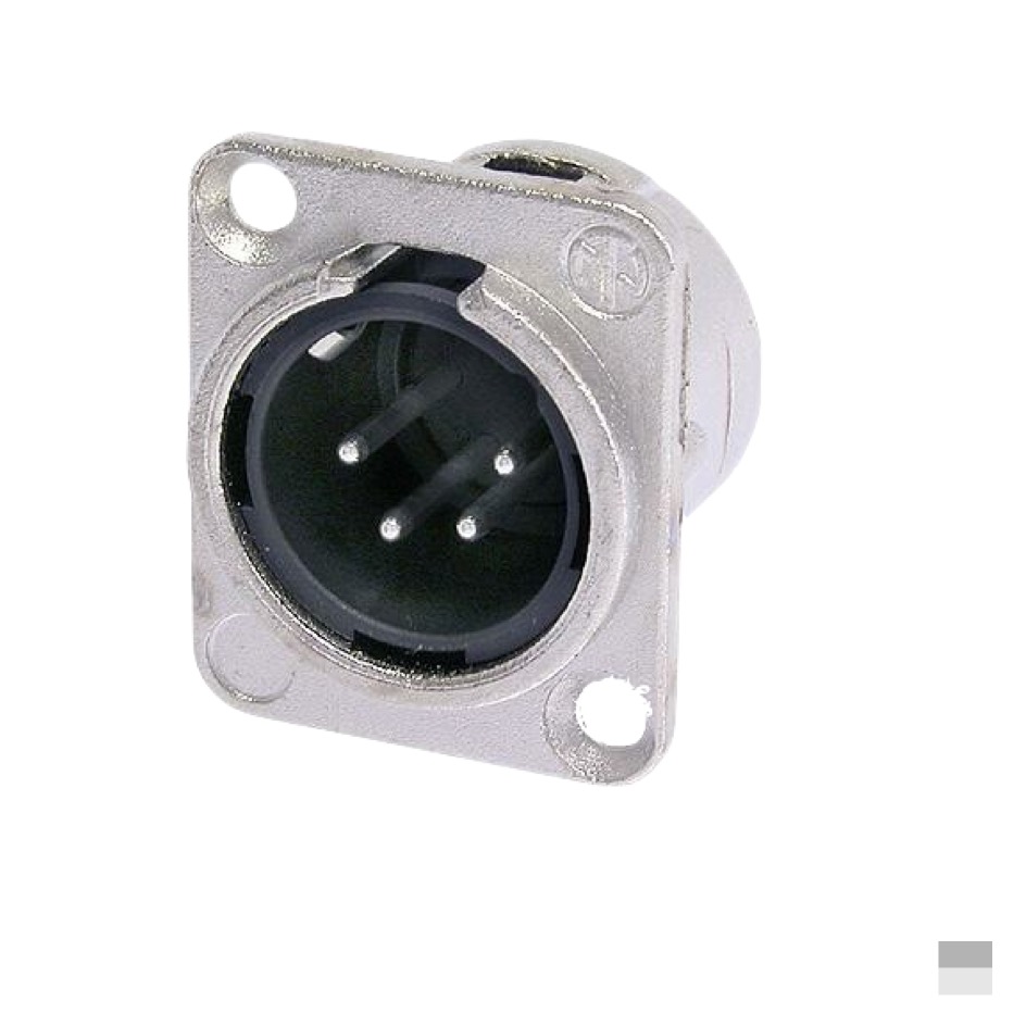Neutrik XLR4 Fiche de chassis mâle NC4MD-L-1, Contact à souder, nickel, argenté