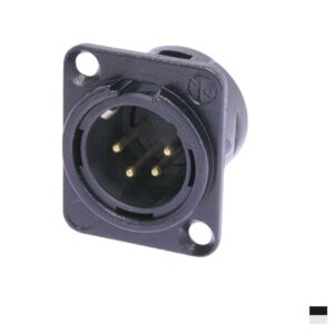 Neutrik XLR4 Chassis Male NC4MD-L-BAG-1, Soldering contact, chromeblack, silver plated