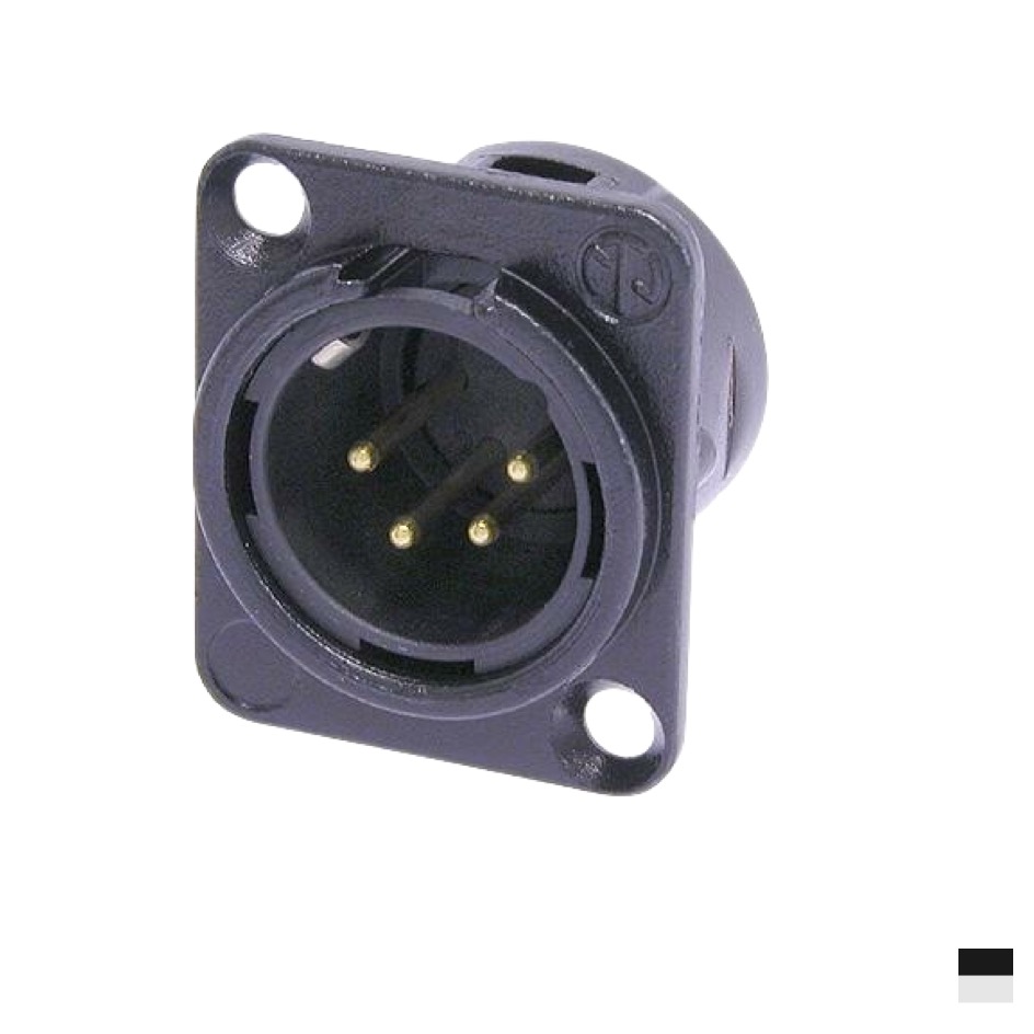 Neutrik XLR4 Chassis Male NC4MD-L-BAG-1, Soldering contact, chromeblack, silver plated