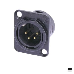 Neutrik XLR4 Fiche de chassis mâle NC4MD-L-BAG-1, Contact à souder, chromenoir, argenté