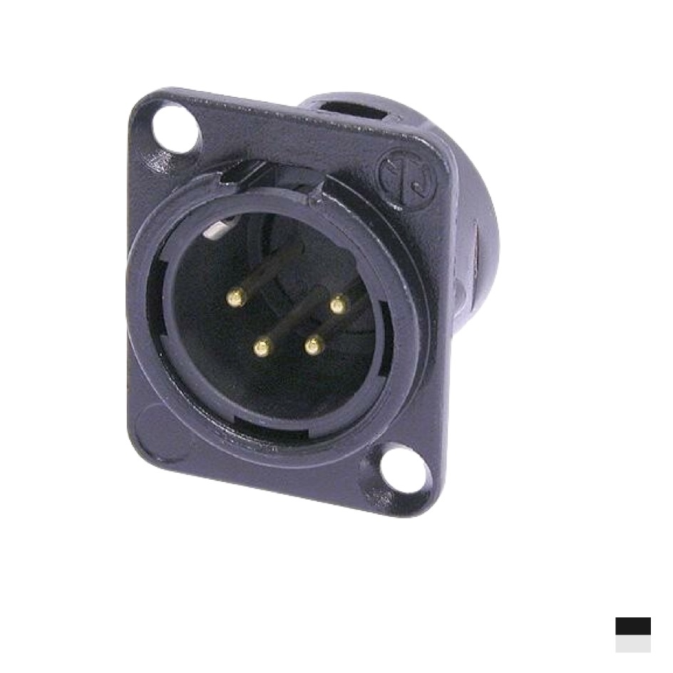 Neutrik XLR4 Fiche de chassis mâle NC4MD-L-BAG-1, Contact à souder, chromenoir, argenté