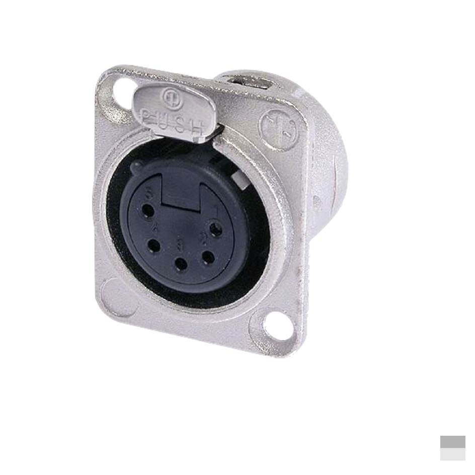 Neutrik XLR5 Chassis Female NC5FD-L-1, Soldering contact, nickel, silver plated