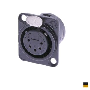 Neutrik XLR5 Chassis Female NC5FD-L-B-1, Soldering contact, chromeblack, gold plated