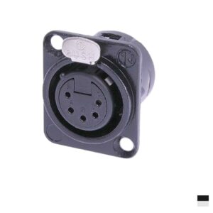 Neutrik XLR5 Chassis Female NC5FD-L-BAG-1, Soldering contact, chromeblack, silver plated