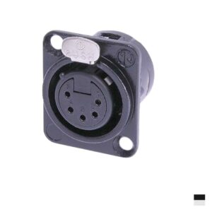 Neutrik XLR5 Prise de chassis femâle NC5FD-L-BAG-1, Contact à souder, chromenoir, argenté