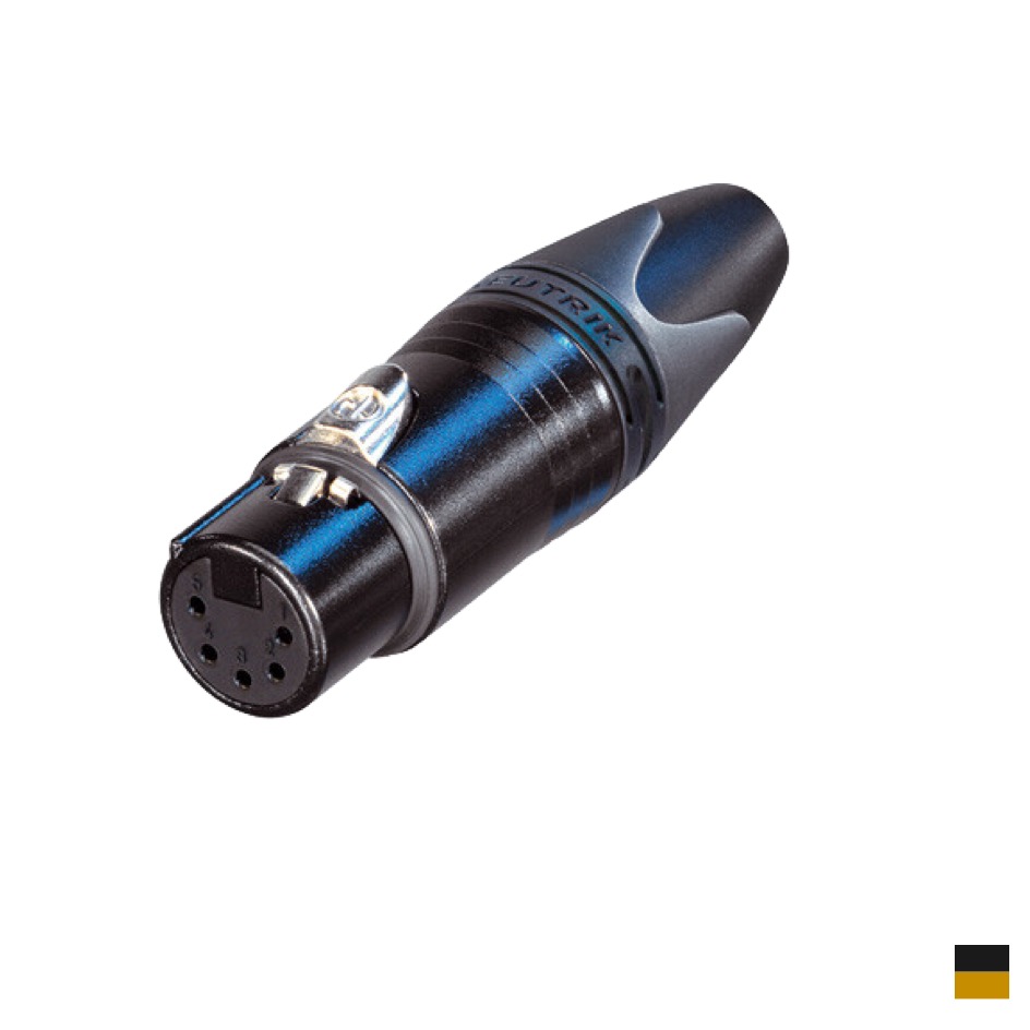 Neutrik XLR5 Line Female NC5FXX-B, Soldering contact, chromeblack, gold plated