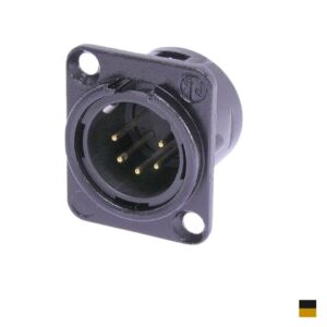 Neutrik XLR5 Fiche de chassis mâle NC5MD-L-B-1, Contact à souder, chromenoir, doré