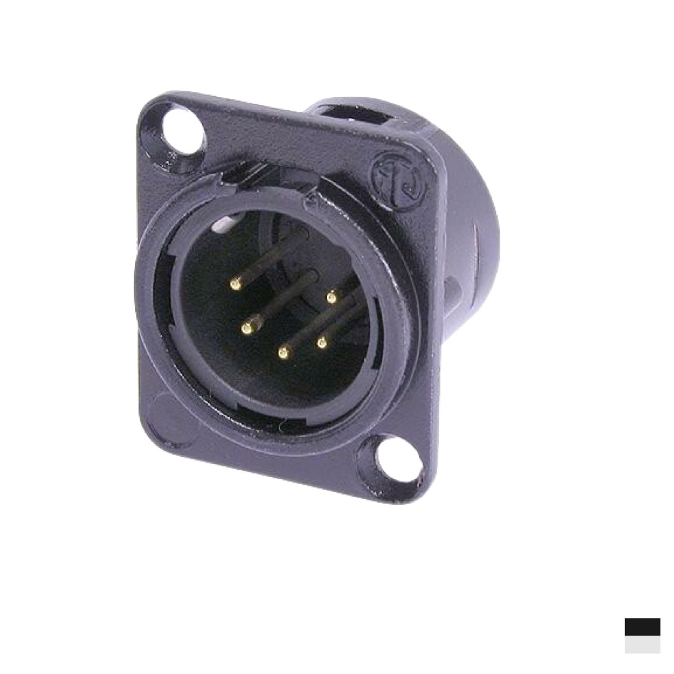 Neutrik XLR5 Chassis Male NC5MD-L-BAG-1, Soldering contact, chromeblack, silver plated