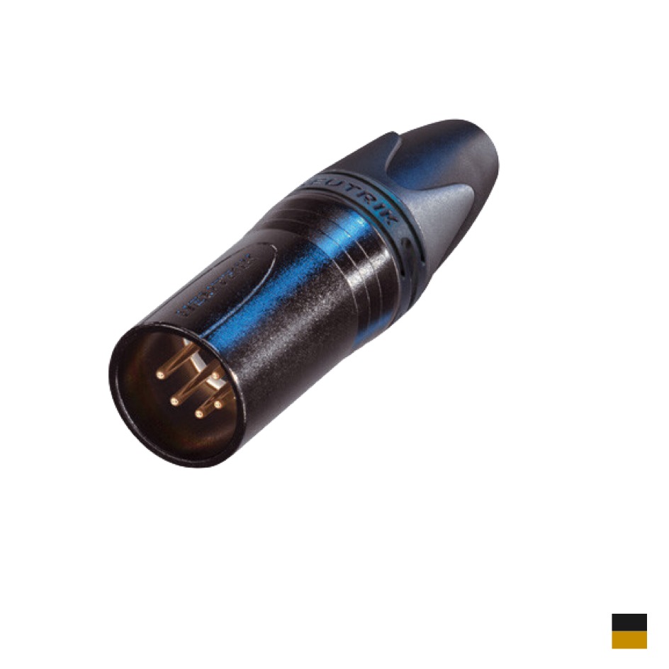 Neutrik XLR5 Fiche de câble mâle NC5MXX-B, Contact à souder, chromenoir, doré