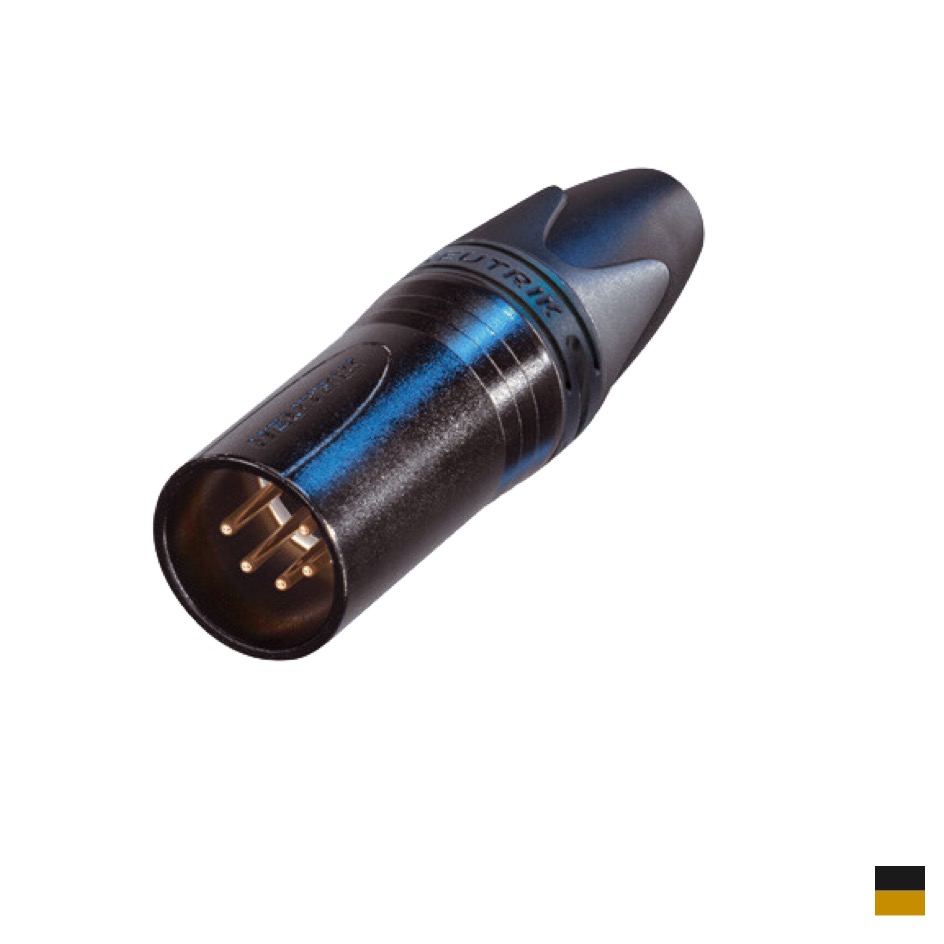 Neutrik XLR5 Line Male NC5MXX-B, Soldering contact, chromeblack, gold plated