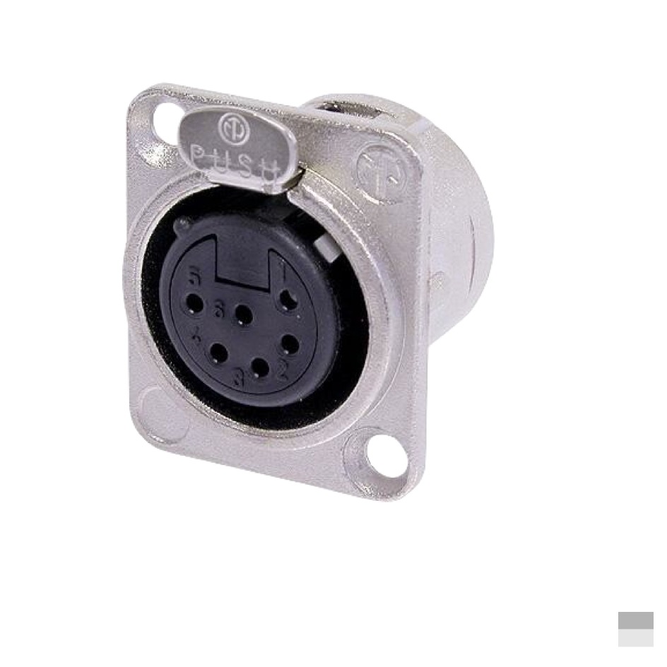 Neutrik XLR6 Chassis Female NC6FD-L-1, Soldering contact, nickel, silver plated