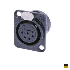 Neutrik XLR6 Prise de chassis femâle NC6FD-L-B-1, Contact à souder, chromenoir, doré