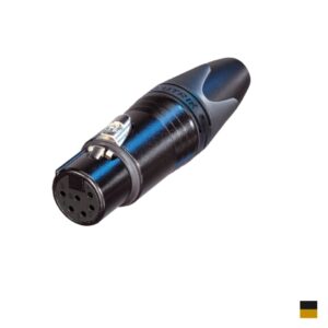 Neutrik XLR6 Prise de câble femâle NC6FXX-B, Contact à souder, chromenoir, doré