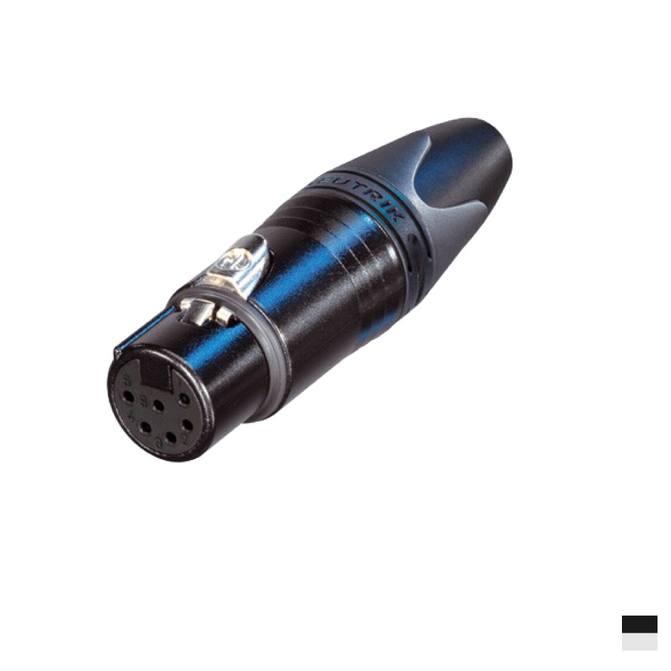 Neutrik XLR6 Line Female NC6FXX-BAG, Soldering contact, chromeblack, silver plated