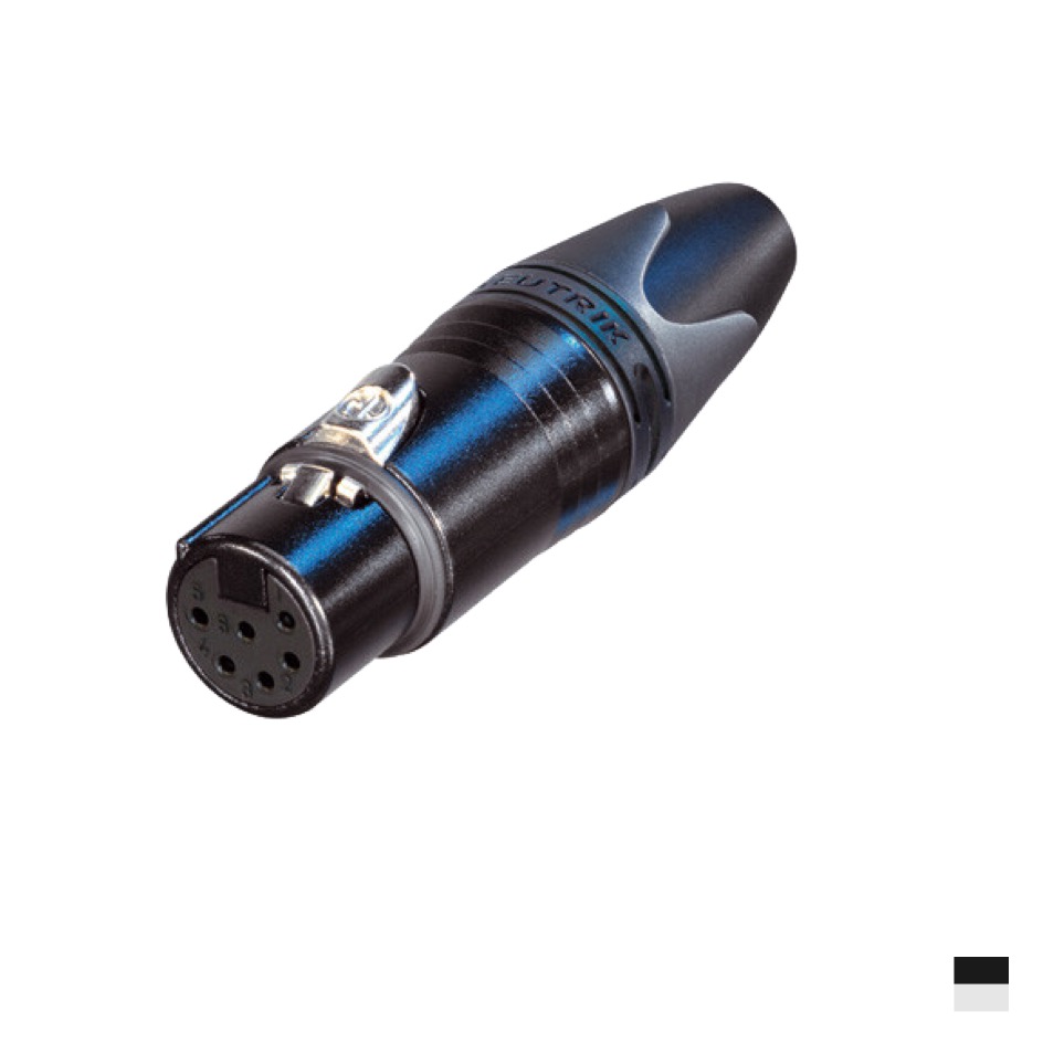 Neutrik XLR6 Prise de câble femâle NC6FXX-BAG, Contact à souder, chromenoir, argenté