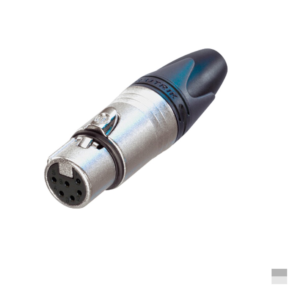 Neutrik XLR6 Line Female NC6FXX, Soldering contact, nickel, silver plated