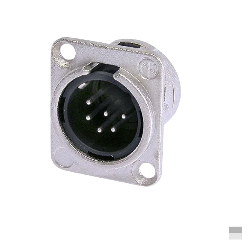 Neutrik XLR6 Chassis Male NC6MD-L-1, Soldering contact, nickel, silver plated