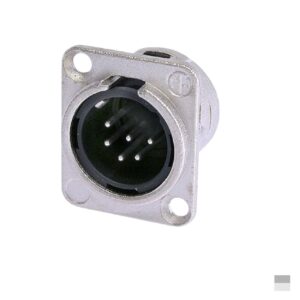 Neutrik XLR6 Fiche de chassis mâle NC6MD-L-1, Contact à souder, nickel, argenté