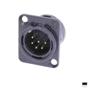 Neutrik XLR6 Fiche de chassis mâle NC6MD-L-BAG-1, Contact à souder, chromenoir, argenté