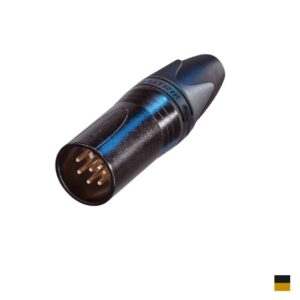 Neutrik XLR6 Fiche de câble mâle NC6MXX-B, Contact à souder, chromenoir, doré
