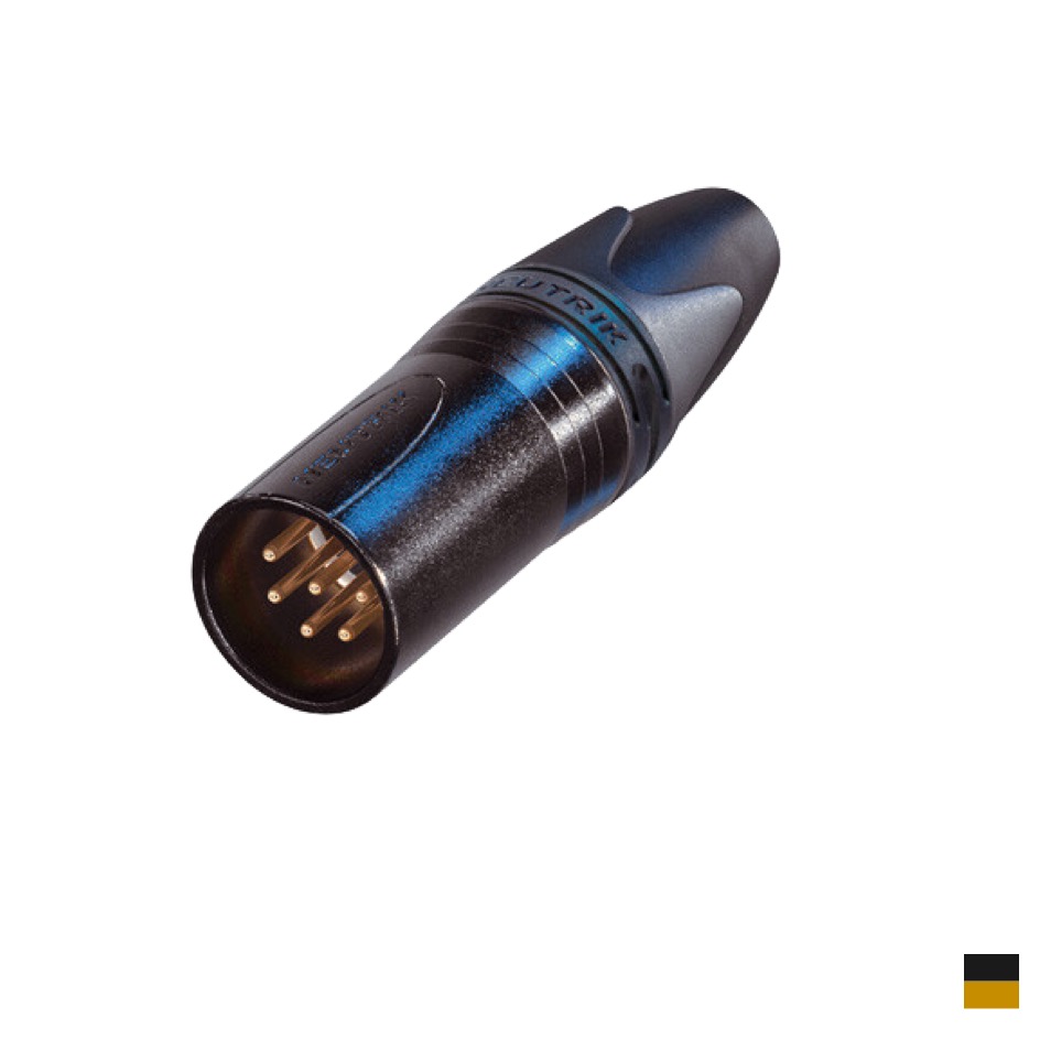 Neutrik XLR6 Line Male NC6MXX-B, Soldering contact, chromeblack, gold plated
